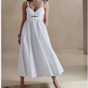 Banana Republic WHITE Isa Cotton
Cutout Flare Midi Dress SIZE 8